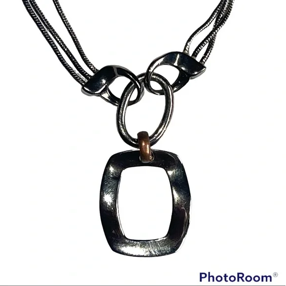 Lia Sophia 3 strand pendant vintage silver necklace - Picture 3 of 8